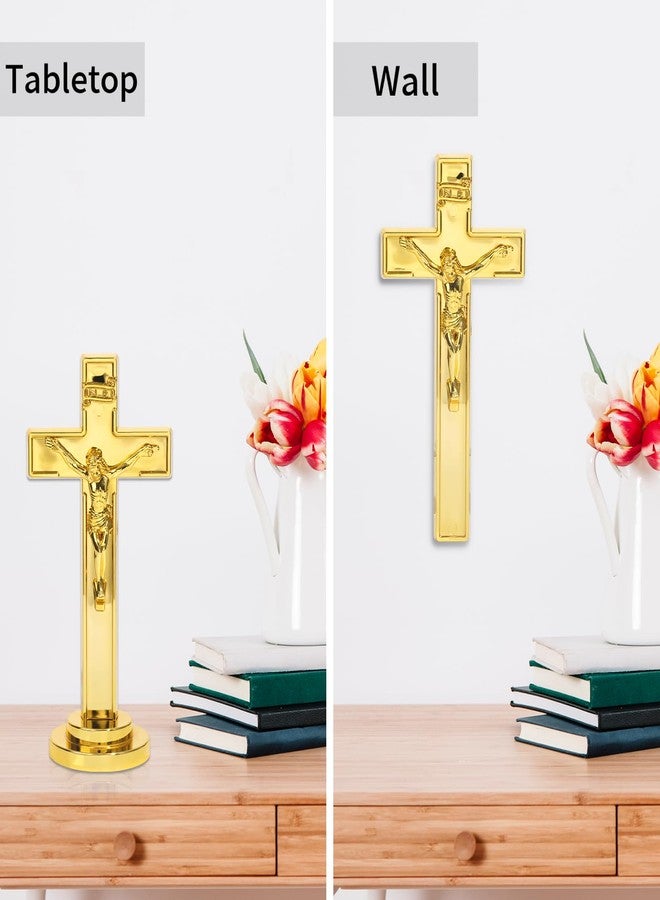 JUXINGDAZYF Crucifix Standing Cross, Plastic Tabletop Wall Hanging Jesus Christ Catholic Cross Crucifix Wall Cross for Home Decor, Devout Gifts (Gold - 7 Inch) - Image 5